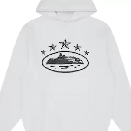 Corteiz 5 Starz Alcatraz Hoodie White