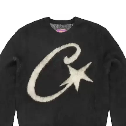 Corteiz C Star Mohair Knit Sweatshirt Black