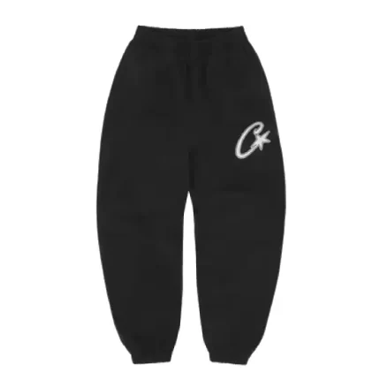 Corteiz Satin C Star Applique Sweatpants Black