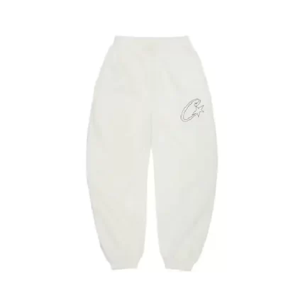 Corteiz Satin C Star Appliqué Swetpants Off White